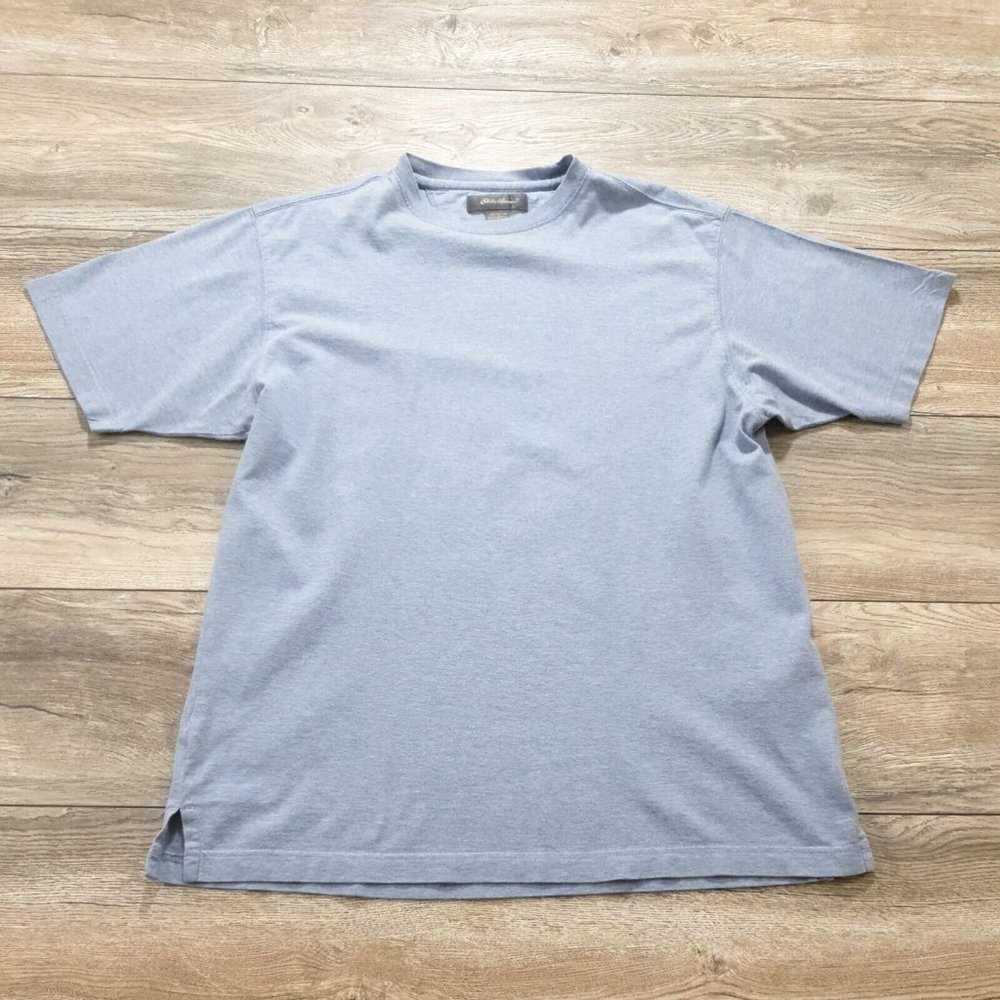 Eddie Bauer Mens Medium Short Sleeve T Shirt Soft Cotton Casual Blue Heather Top